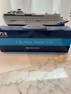 Crown Princess White & Blue Cruise Ship Decorative Model - Princess